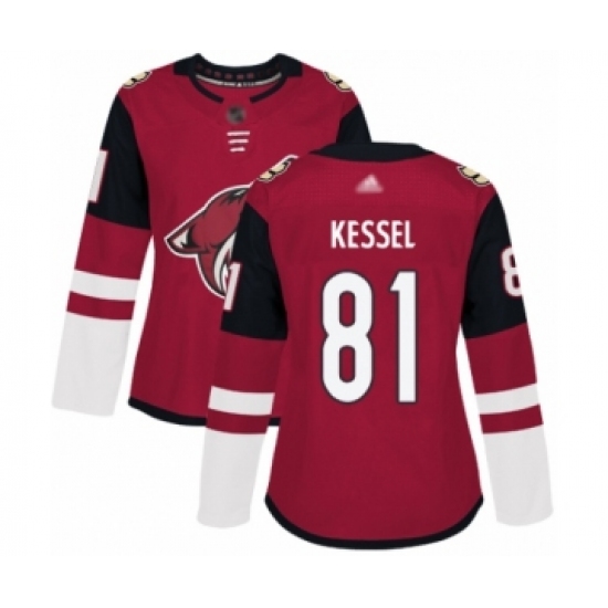 Women's Arizona Coyotes #81 Phil Kessel Authentic Burgundy Red Home Hockey Jersey - Ujersey