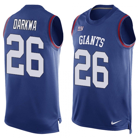 Men's Nike New York Giants #26 Orleans Darkwa Limited Royal Blue Player Name & Number Tank Top NFL Jersey - Ujersey