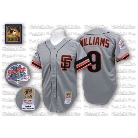 Men's Mitchell and Ness San Francisco Giants #9 Matt Williams Replica Grey Throwback MLB Jersey - Ujersey