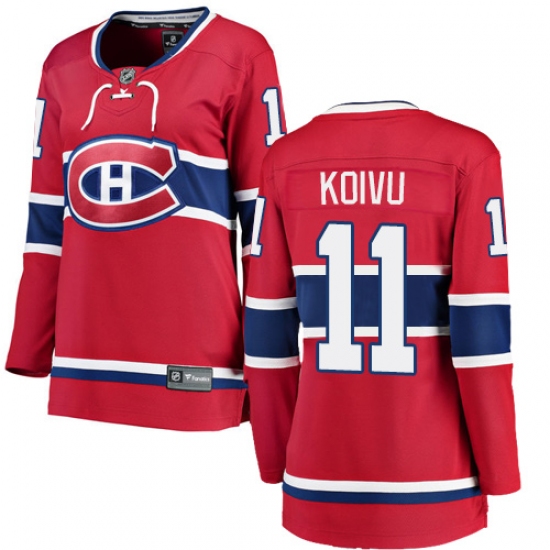 Women's Montreal Canadiens #11 Saku Koivu Authentic Red Home Fanatics Branded Breakaway NHL Jersey - Ujersey