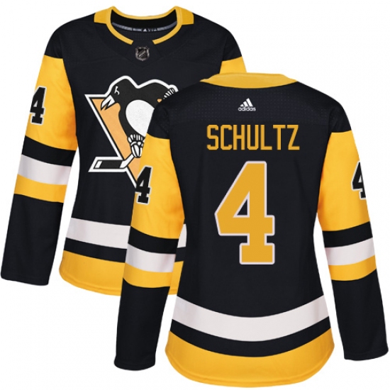 Women's Adidas Pittsburgh Penguins #4 Justin Schultz Authentic Black Home NHL Jersey - Ujersey