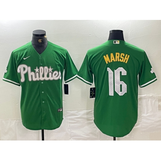 Men's Philadelphia Phillies #16 Brandon Marsh Green 2024 City Connect Stitched Jersey - Ujersey