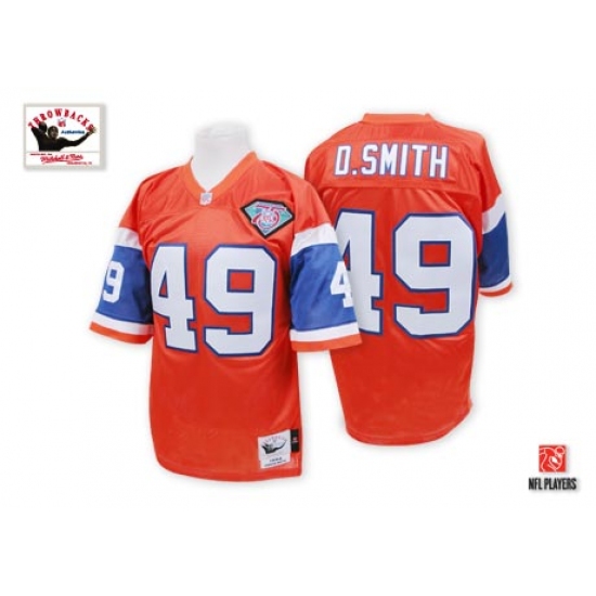 Mitchell And Ness Denver Broncos #49 Dennis Smith Orange Authentic Throwback NFL Jersey