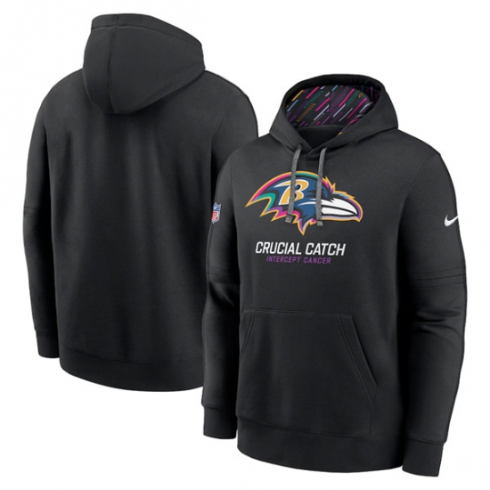 Men's Baltimore Ravens Black 2024 Crucial Catch Club Pullover Hoodie - Ujersey
