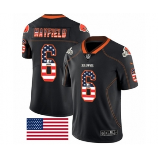 Men's Nike Cleveland Browns #6 Baker Mayfield Limited Black Rush USA Flag NFL Jersey - Ujersey