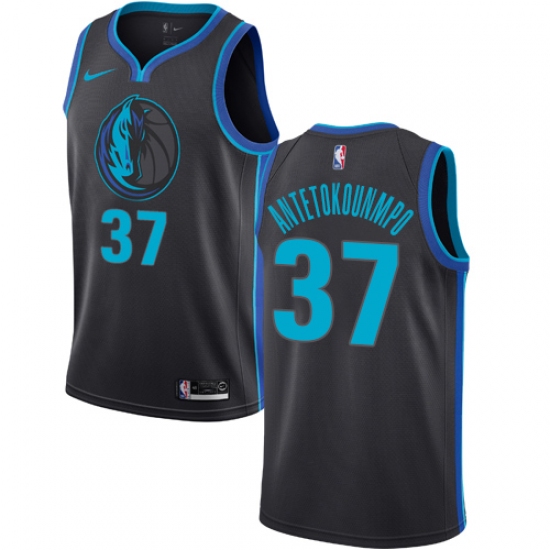 Men's Nike Dallas Mavericks #37 Kostas Antetokounmpo Swingman Charcoal NBA Jersey - City Edition - Ujersey