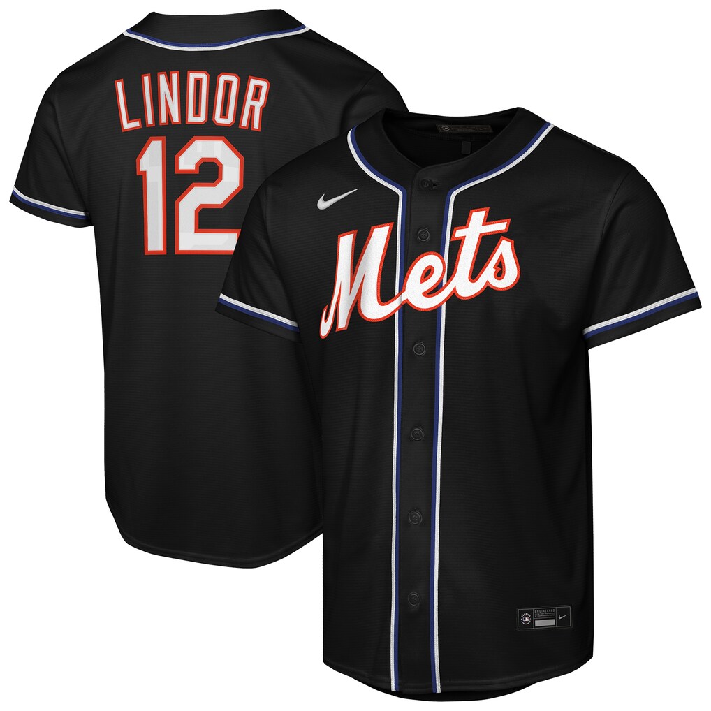Youth New York Mets Francisco Lindor Nike Black Fashion Replica Player Jersey - Ujersey Shop