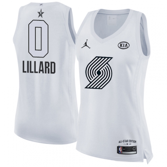 Women's Nike Jordan Portland Trail Blazers #0 Damian Lillard Swingman White 2018 All-Star Game NBA Jersey - Ujersey