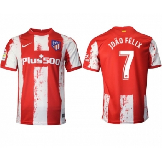 Men 2021-2022 Club Atletico Madrid home aaa version red 7 Nike Soccer Jersey