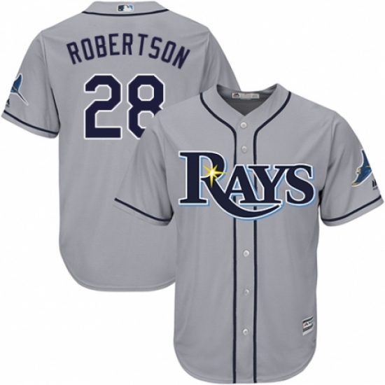 Men's Majestic Tampa Bay Rays #28 Daniel Robertson Replica Grey Road Cool Base MLB Jersey - Ujersey
