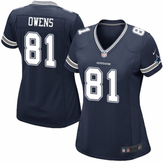 Women's Nike Dallas Cowboys #81 Terrell Owens Game Navy Blue Team Color NFL Jersey - Ujersey