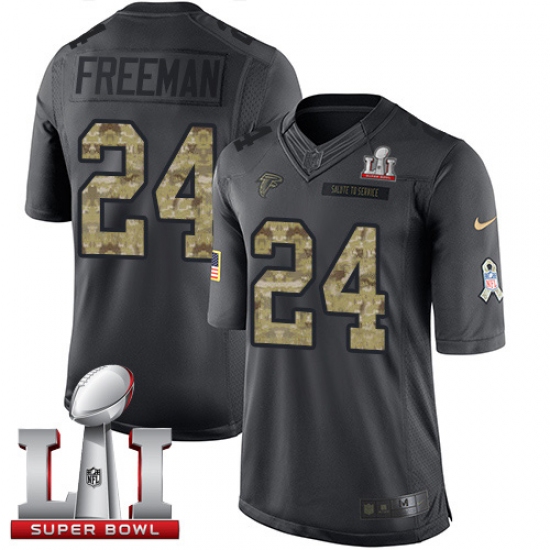 Youth Nike Atlanta Falcons #24 Devonta Freeman Limited Black 2016 Salute to Service Super Bowl LI 51 NFL Jersey - Ujersey