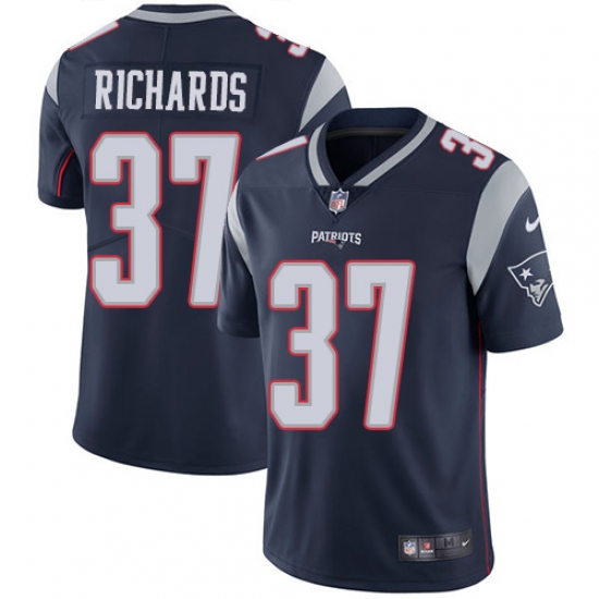 Youth Nike New England Patriots #37 Jordan Richards Navy Blue Team Color Vapor Untouchable Limited Player NFL Jersey - Ujersey