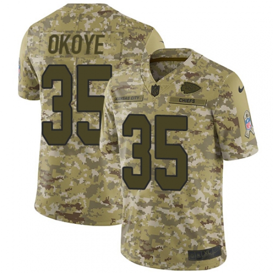 Youth Nike Kansas City Chiefs #35 Christian Okoye Limited Camo 2018 Salute to Service NFL Jersey - Ujersey