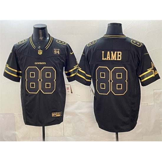 Men's Dallas Cowboys #88 CeeDee Lamb Black Gold 2025 F.U.S.E. 94 Marshawn Kneeland Memorial Vapor Limited Stitched Football Jersey