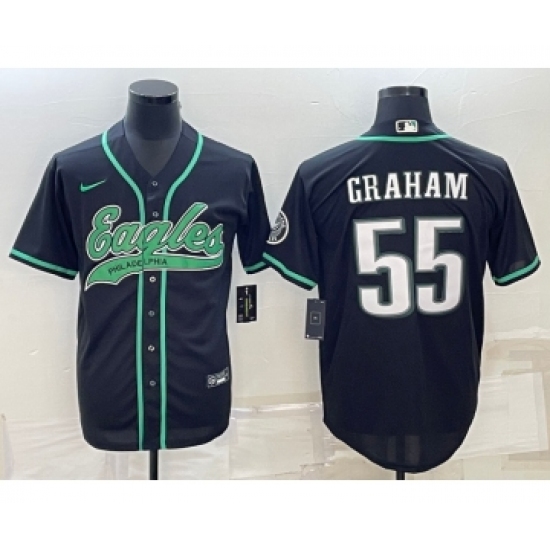 Men's Philadelphia Eagles #55 Brandon Graham Black With Cool Base Stitched Baseball Jersey - Ujersey