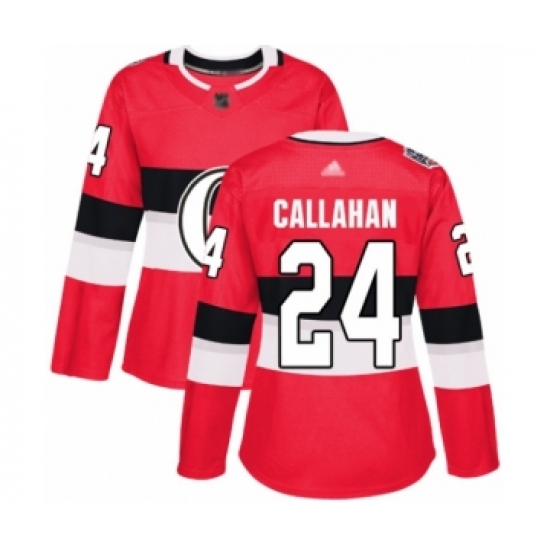 Women's Ottawa Senators #24 Ryan Callahan Authentic Red 2017 100 Classic Hockey Jersey - Ujersey