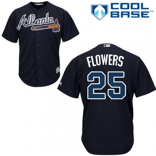 Youth Majestic Atlanta Braves #25 Tyler Flowers Replica Blue Alternate Road Cool Base MLB Jersey - Ujersey