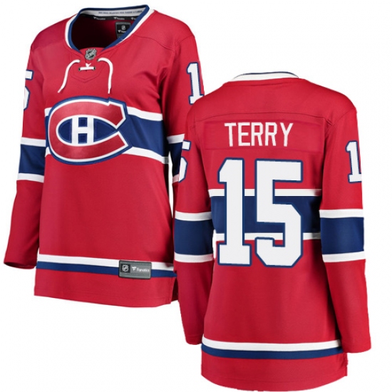 Women's Montreal Canadiens #15 Chris Terry Authentic Red Home Fanatics Branded Breakaway NHL Jersey - Ujersey