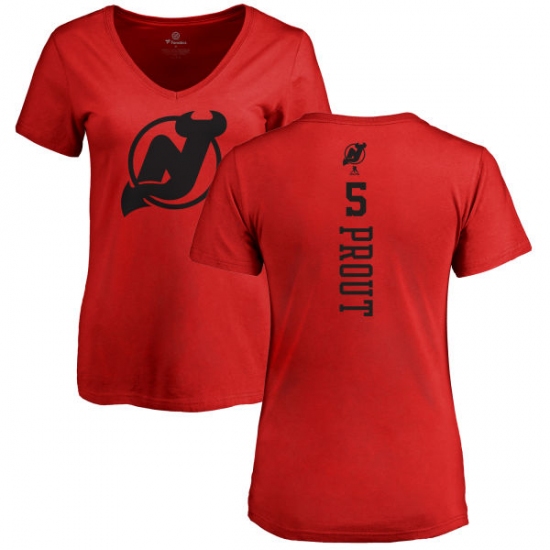 NHL Women's Adidas New Jersey Devils #5 Dalton Prout Red One Color Backer T-Shirt - ujerseystore