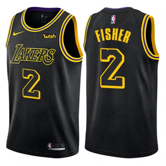 Women's Nike Los Angeles Lakers #2 Derek Fisher Swingman Black NBA Jersey - City Edition