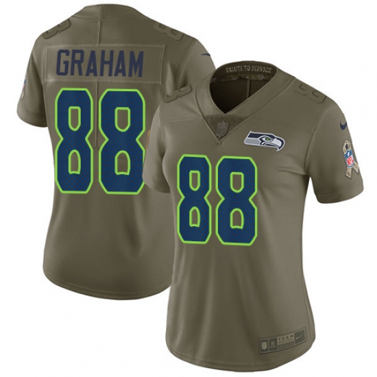 Women's Nike Seattle Seahawks #88 Jimmy Graham Limited Olive 2017 Salute to Service NFL Jersey - Ujersey