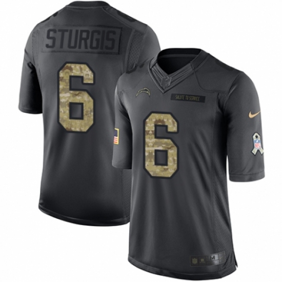 Youth Nike Los Angeles Chargers #6 Caleb Sturgis Limited Black 2016 Salute to Service NFL Jersey - Ujersey