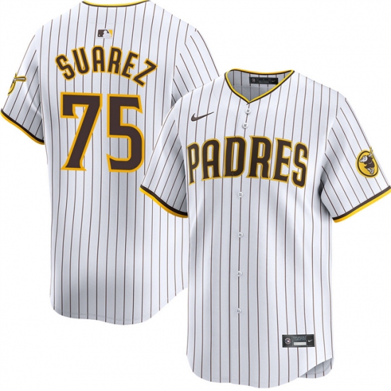 Men's San Diego Padres #75 Robert Suarez White 2024 Home Limited Stitched Baseball Jersey - Ujersey