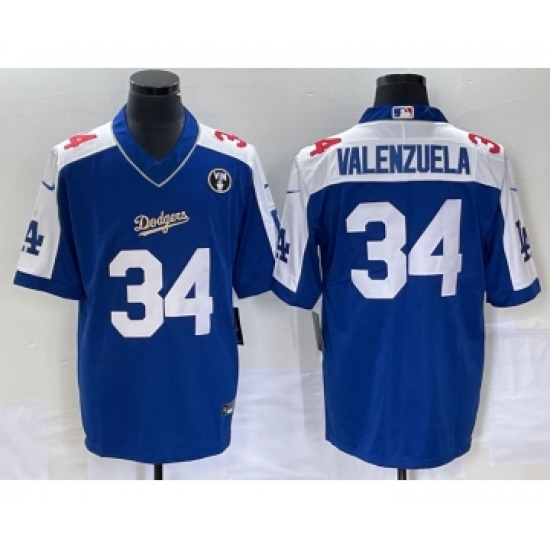 Men's Los Angeles Dodgers #34 Toro Valenzuela Blue Vin Scully Stitched Jersey - Ujersey