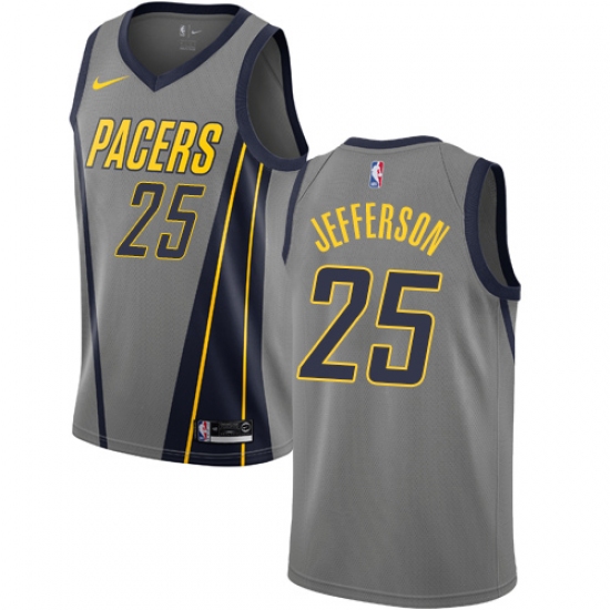 Men's Nike Indiana Pacers #25 Al Jefferson Swingman Gray NBA Jersey - City Edition - Ujersey