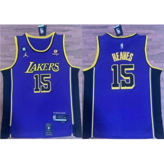 Men's Los Angeles Lakers #15 Austin Reaves Purple With NO.6 Stitched Basketball Jersey - Ujersey