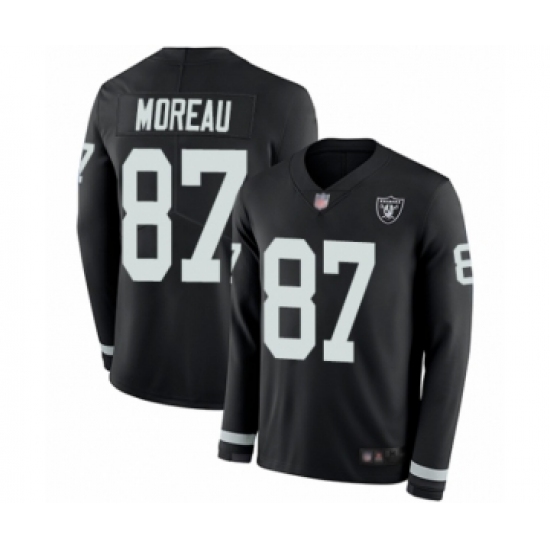Youth Oakland Raiders #87 Foster Moreau Limited Black Therma Long Sleeve Football Jersey
