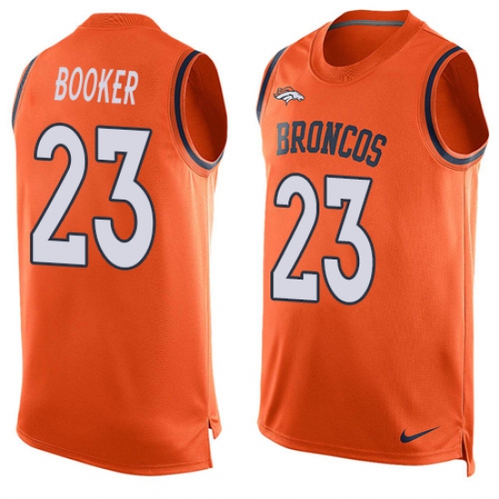 Men's Nike Denver Broncos #23 Devontae Booker Limited Orange Player Name & Number Tank Top NFL Jersey - Ujersey