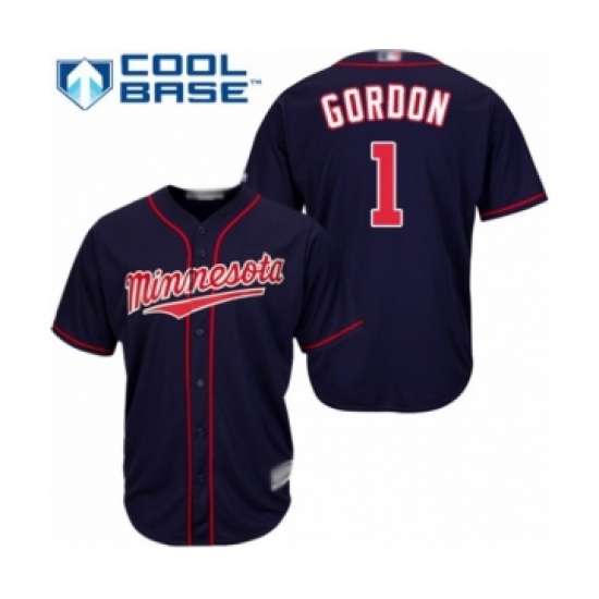Youth Minnesota Twins #1 Nick Gordon Authentic Navy Blue Alternate Road Cool Base Baseball Player Jersey - Ujersey