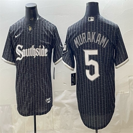 Men's Chicago White Sox #5 Munetaka Murakami Black 2021 City Connect Cool Base Stitched Jersey