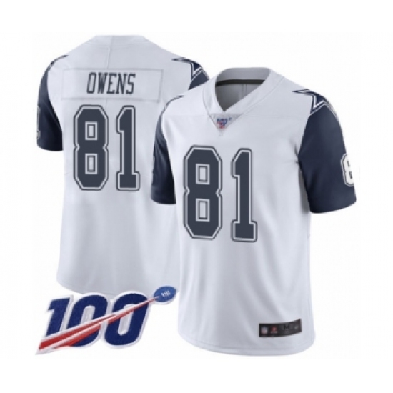 Men's Dallas Cowboys #81 Terrell Owens Limited White Rush Vapor Untouchable 100th Season Football Jersey - Ujersey