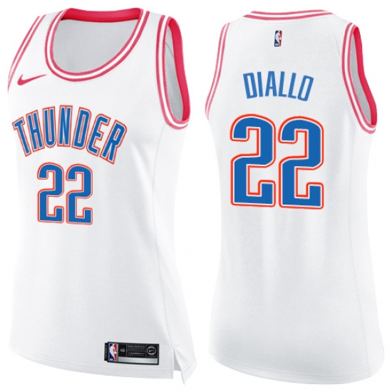 Women's Nike Oklahoma City Thunder #22 Hamidou Diallo Swingman White Pink Fashion NBA Jersey - Ujersey