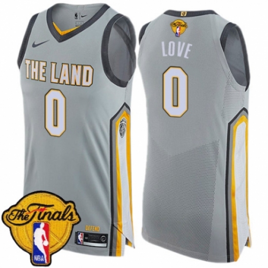 Men's Nike Cleveland Cavaliers #0 Kevin Love Authentic Gray 2018 NBA Finals Bound NBA Jersey - City Edition - Ujersey