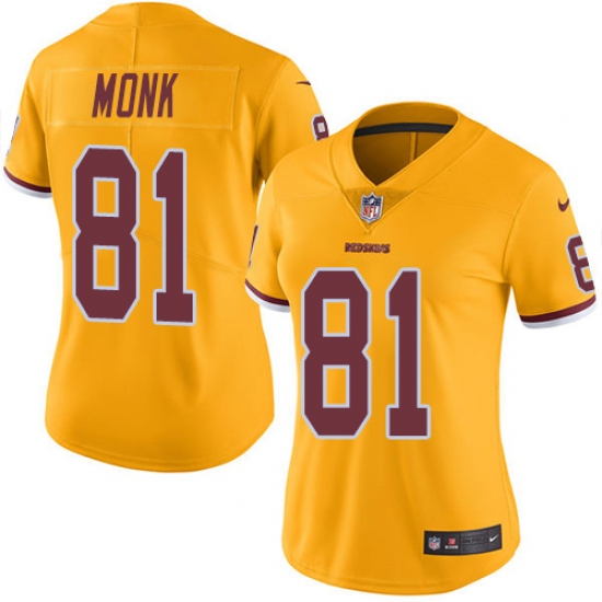 Women's Nike Washington Redskins #81 Art Monk Limited Gold Rush Vapor Untouchable NFL Jersey