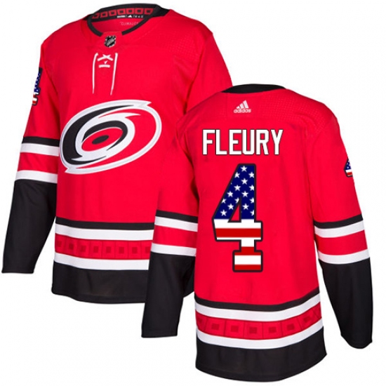 Youth Adidas Carolina Hurricanes #4 Haydn Fleury Authentic Red USA Flag Fashion NHL Jersey