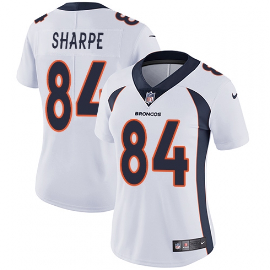 Women's Nike Denver Broncos #84 Shannon Sharpe White Vapor Untouchable Limited Player NFL Jersey - Ujersey