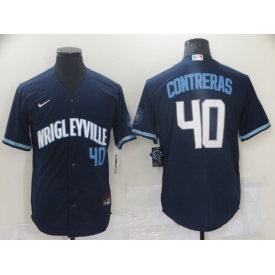 Men's Nike Chicago Cubs #40 Willson Contreras Navy City Home Stitched Jersey - Ujersey