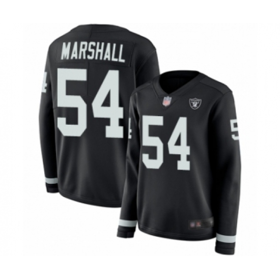Women's Oakland Raiders #54 Brandon Marshall Limited Black Therma Long Sleeve Football Jersey