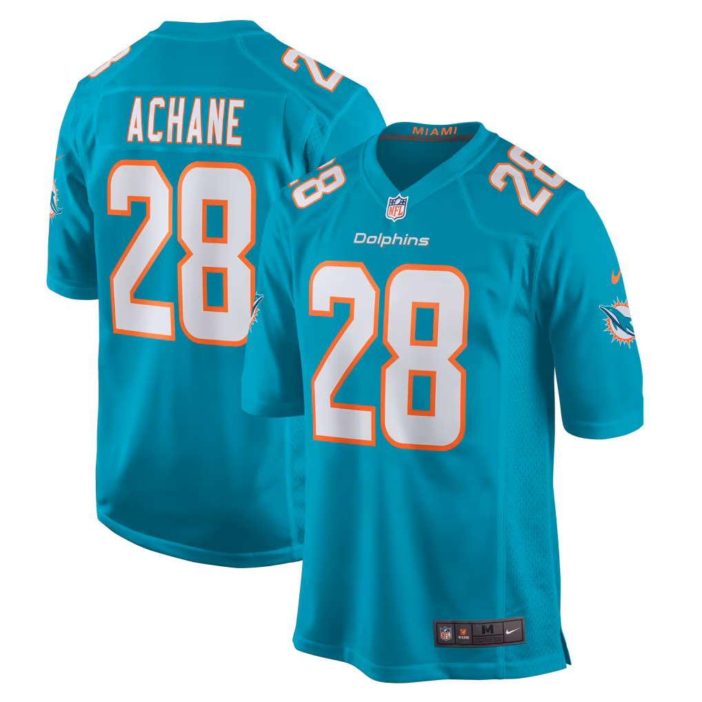 Men's Miami Dolphins De’Von Achane Nike Aqua Player Game Jersey