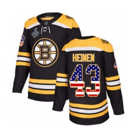 Youth Boston Bruins #43 Danton Heinen Authentic Black USA Flag Fashion 2019 Stanley Cup Final Bound Hockey Jersey - Ujersey