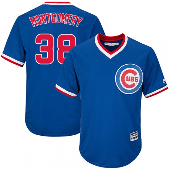 Youth Majestic Chicago Cubs #38 Mike Montgomery Authentic Royal Blue Cooperstown Cool Base MLB Jersey - Ujersey
