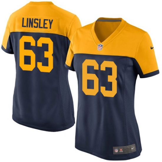Women's Nike Green Bay Packers #63 Corey Linsley Game Navy Blue Alternate NFL Jersey - Ujersey