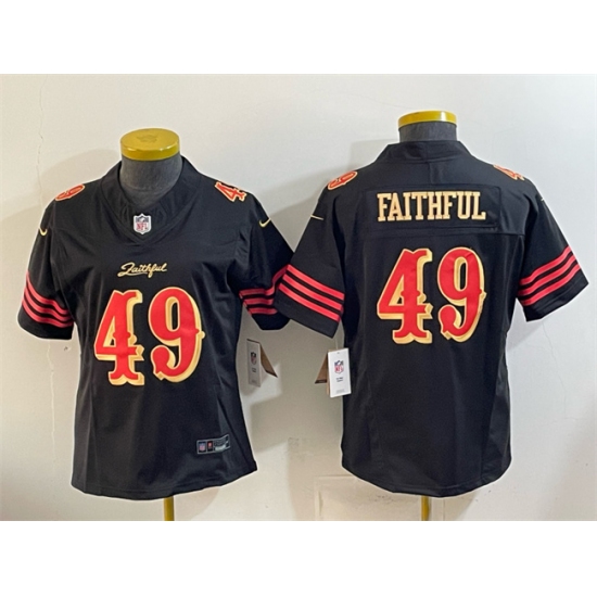 Women's San Francisco 49ers #49 Faithful Black 2025 F.U.S.E. “Rivalries” Vapor Limited Stitched Jersey(Run Small) - Ujersey