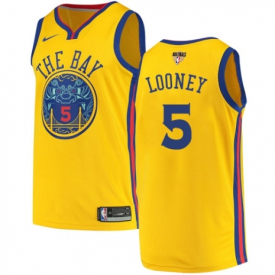Men's Nike Golden State Warriors #5 Kevon Looney Swingman Gold 2018 NBA Finals Bound NBA Jersey - City Edition