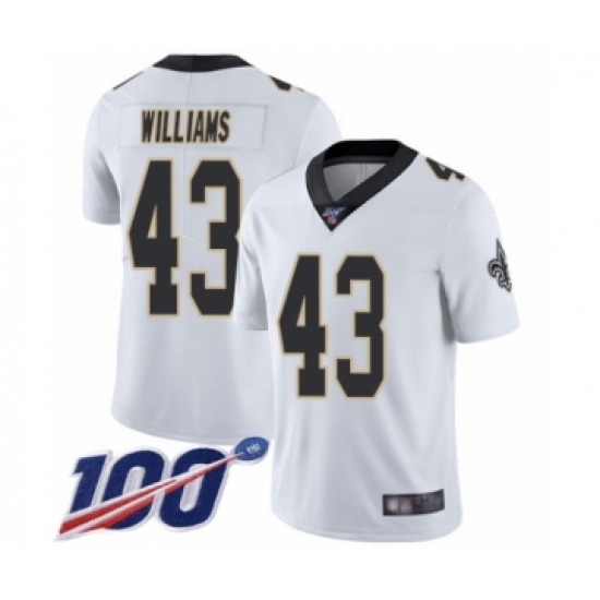 Men's New Orleans Saints #43 Marcus Williams White Vapor Untouchable Limited Player 100th Season Football Jersey - Ujersey